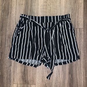 One5One Black and White Striped Shorts